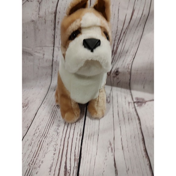 Bulldog Stuffed Animal Plush Realistictan White Tan Bull Dog - Picture 1 of 7